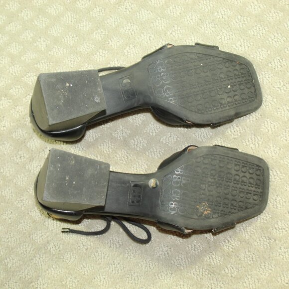 Gianni Bini Late-Nite Wm 9.5M Black Leather Ankle Tie Square 3" Chunky Heels - Picture 6 of 6